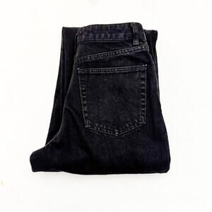 Zara High Waisted Zipper Detail Black Denim Jeans Silver Zipper Size 6 MINT